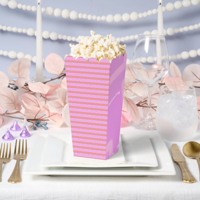 Popcorn Anime Pink Stripe Popcorn Anime Favour Box (Wedding)