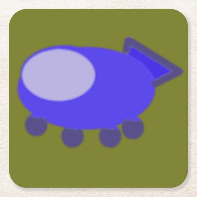 Popcorn Anime Puppy Spaceship Paper Coaster (Front)