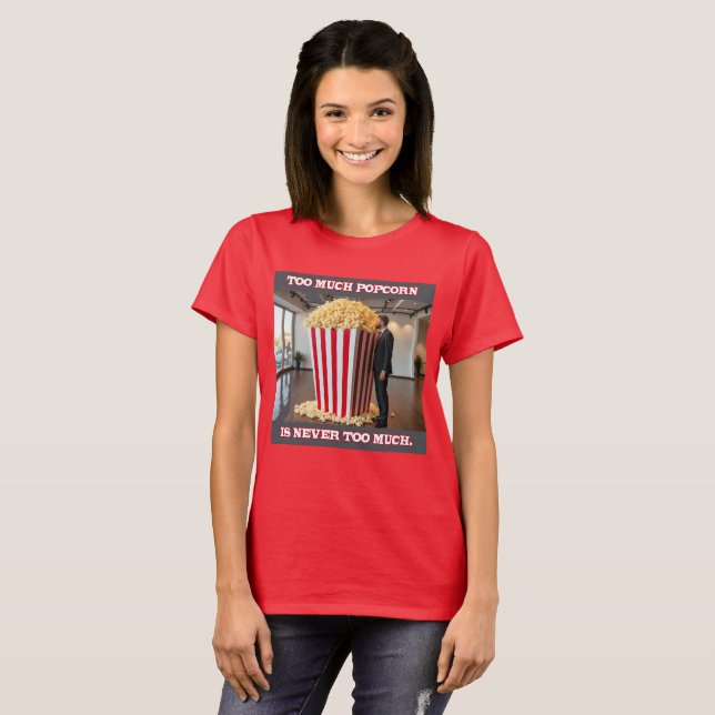 Popcorn Anyone women deep red T-shirt (Front Full)