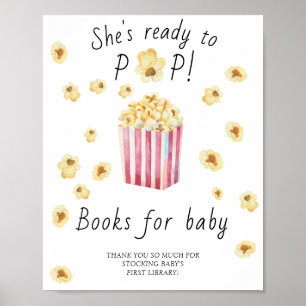 Popcorn baby shower - books for baby poster