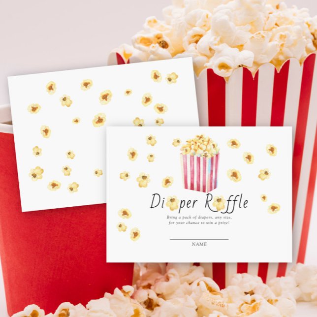 Popcorn baby shower diaper raffle enclosure card (Creator Uploaded)