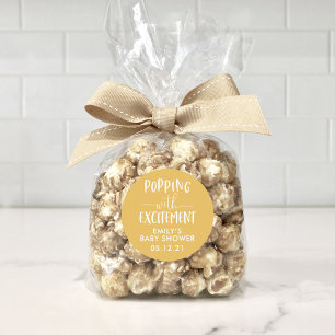 Popcorn Baby Shower Popping with Excitement Favour Classic Round Sticker
