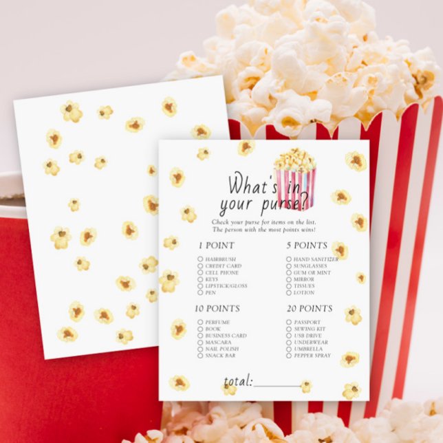 Popcorn baby shower - What's in your purse game (Creator Uploaded)