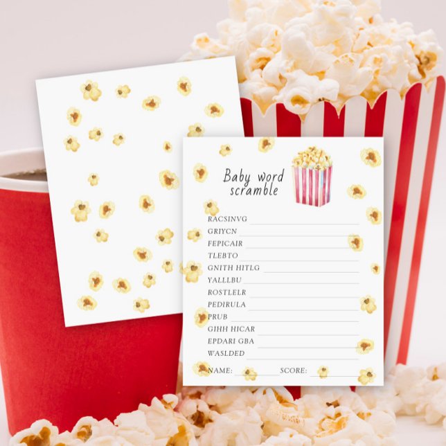 Popcorn baby shower Word scramble game (Creator Uploaded)