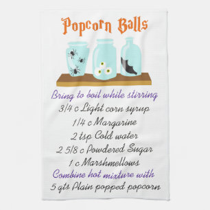 Popcorn Balls Recipe Tea Towel