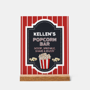 Popcorn Bar - Acrylic Table Sign for Party