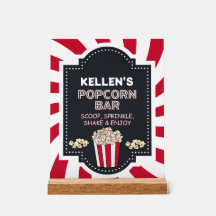 Popcorn Bar - Acrylic Table Sign for Party