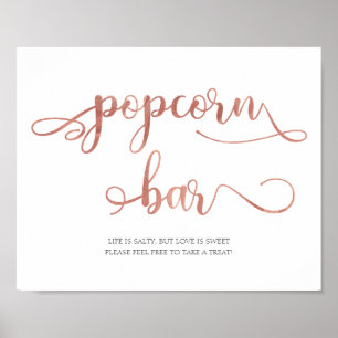 Popcorn Bar   Rose Gold White Popular Wedding Sign