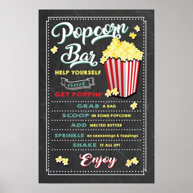 Popcorn Bar Sign Poster (Front)