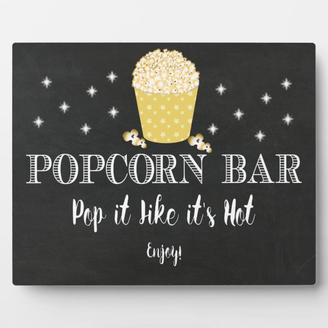Popcorn Bar Sign Table Easel Plaque (Front)