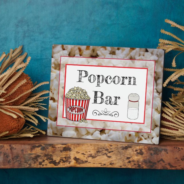 Popcorn Bar Wedding or Baby Shower Sign Plaque (Side)