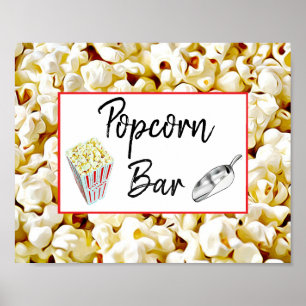 Popcorn Bar Wedding or Baby Shower Sign Poster