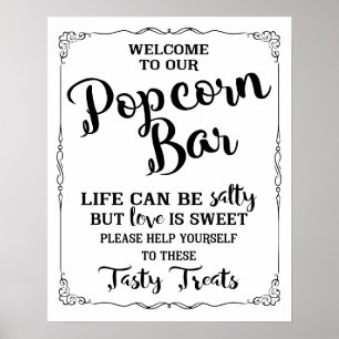 Popcorn Bar wedding sign elegant chalkboard