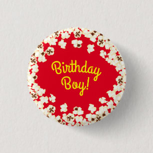 Popcorn Birthday Party Movie Theatre 3 Cm Round Badge