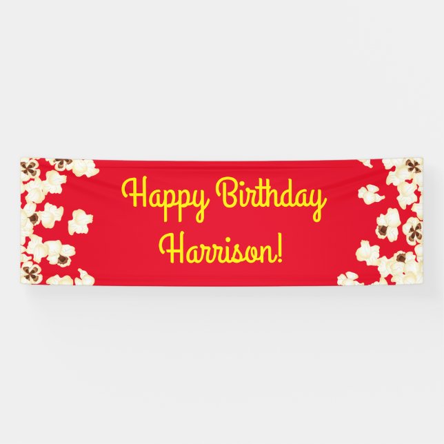 Popcorn Birthday Party Movie Theatre Banner (Horizontal)