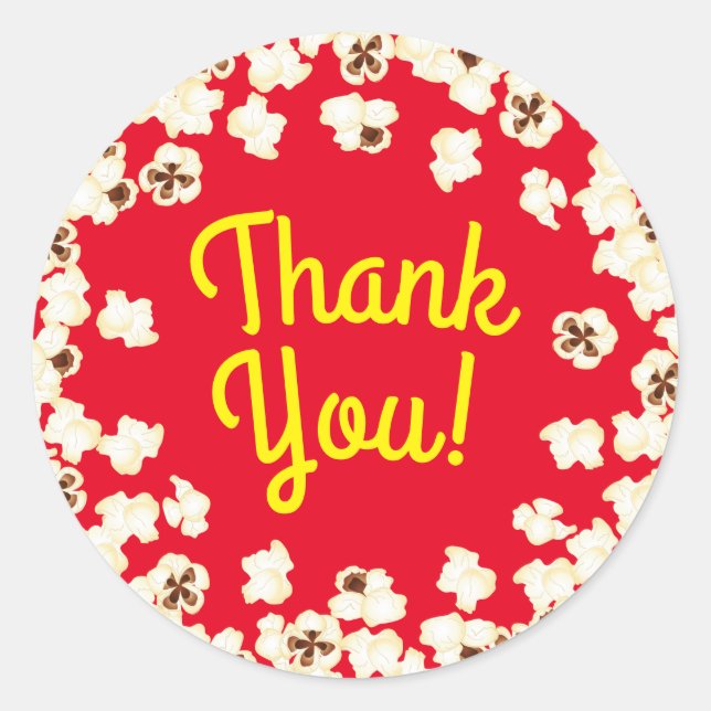 Popcorn Birthday Party Movie Theatre Classic Round Sticker (Front)