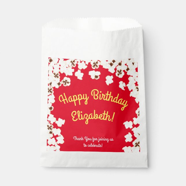 Popcorn Birthday Party Movie Theatre Favour Bags (Front)