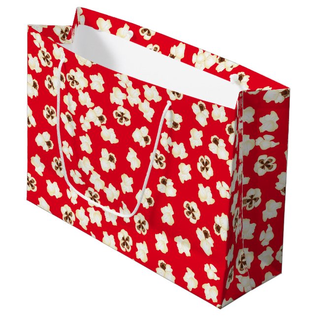 Popcorn Birthday Party Movie Theatre Large Gift Bag (Front Angled)