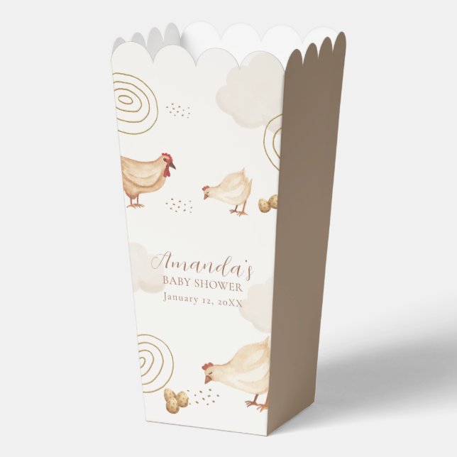 Popcorn Boho Little Chick Hatching Baby Shower Favour Box (Front)