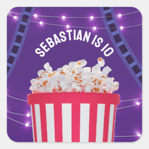 Popcorn Bucket Backyard Movie Night Square Sticker