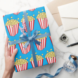 Popcorn Buckets Fun Movie Lover Wrapping Paper