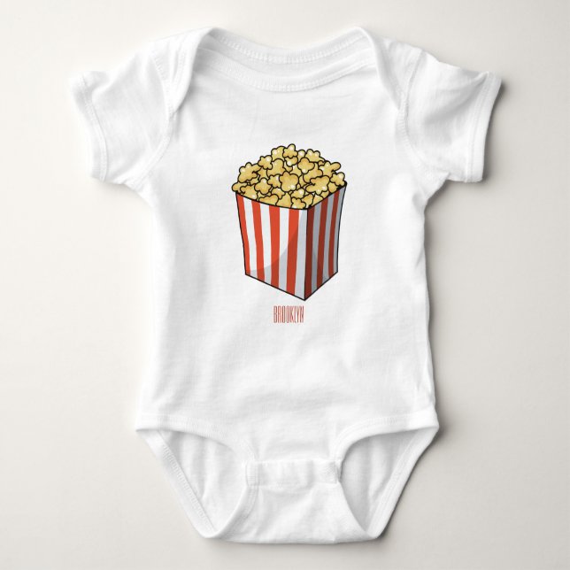 Popcorn cartoon illustration  baby bodysuit (Front)