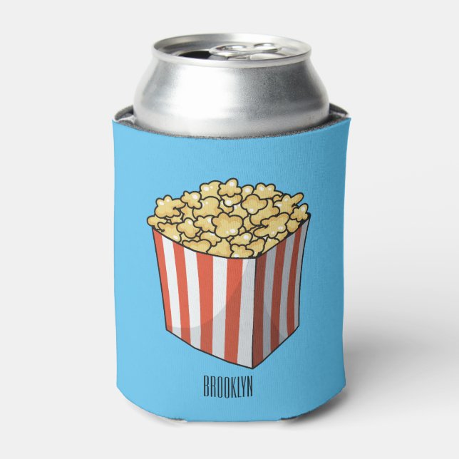 Popcorn cartoon illustration  can cooler (Can Front)