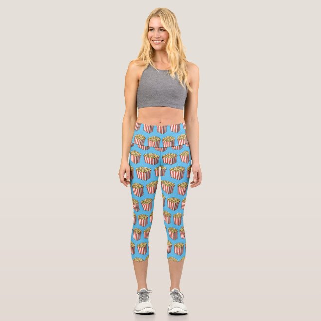 Popcorn cartoon illustration  capri leggings (Front)