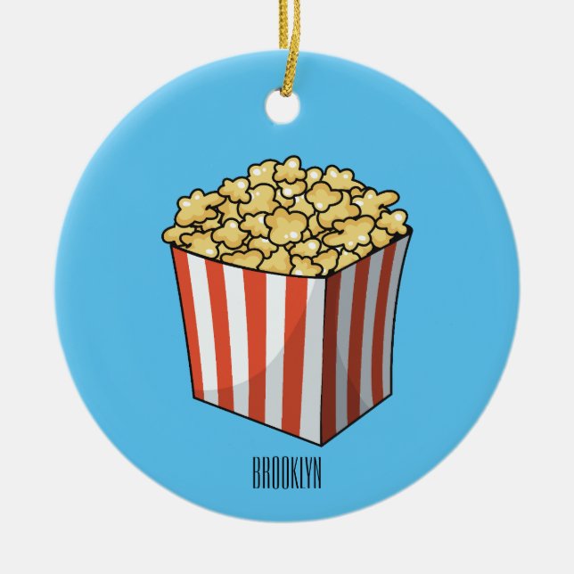Popcorn cartoon illustration  ceramic tree decoration (Front)
