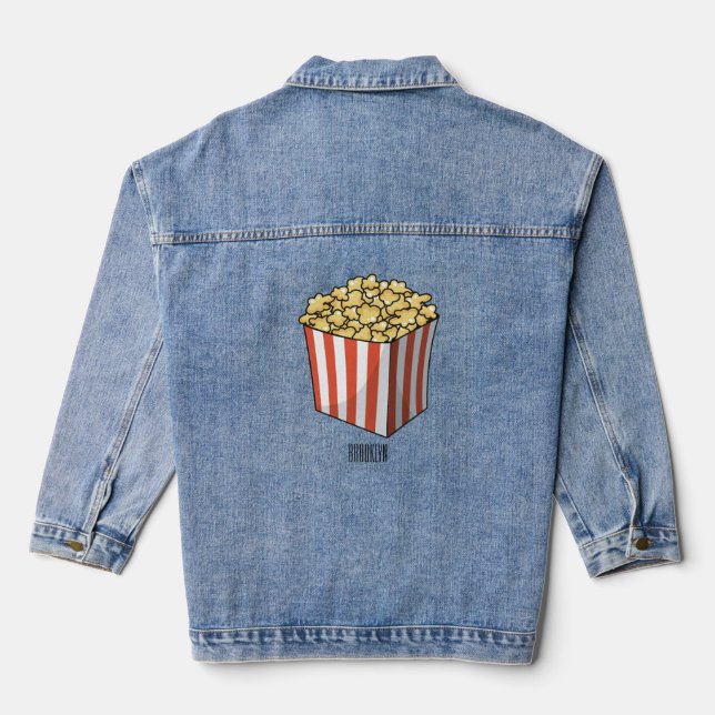 Popcorn cartoon illustration  denim jacket (Back)