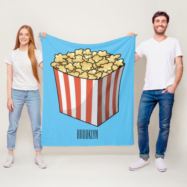 Popcorn cartoon illustration  fleece blanket (In Situ)