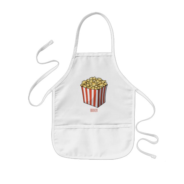 Popcorn cartoon illustration  kids apron (Front)