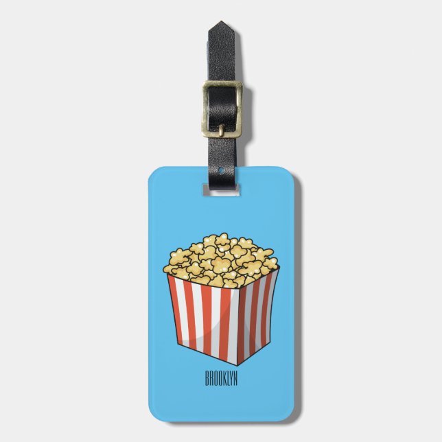 Popcorn cartoon illustration  luggage tag (Front Vertical)