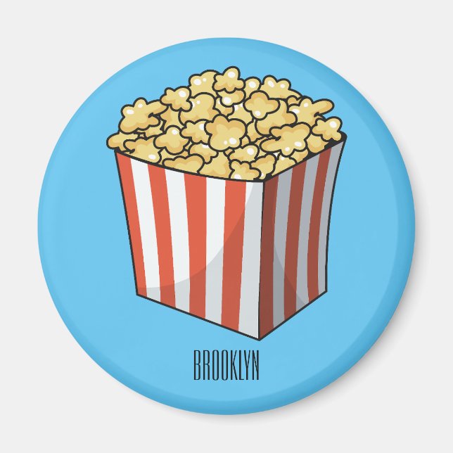 Popcorn cartoon illustration  magnet (Front)