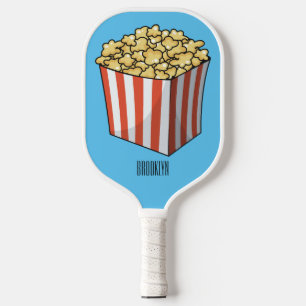 Popcorn cartoon illustration  pickleball paddle