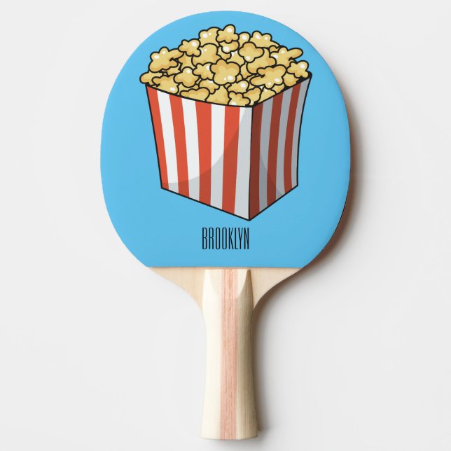 Popcorn cartoon illustration  ping pong paddle (Front)
