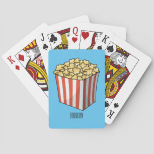 Popcorn cartoon illustration playing cards