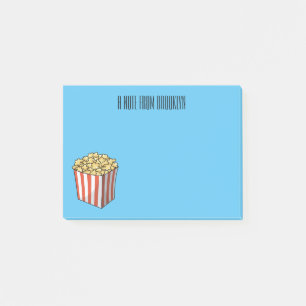 Popcorn cartoon illustration  post-it notes