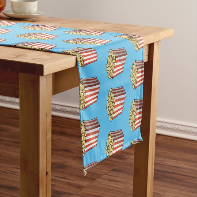 Popcorn cartoon illustration  short table runner (In Situ)