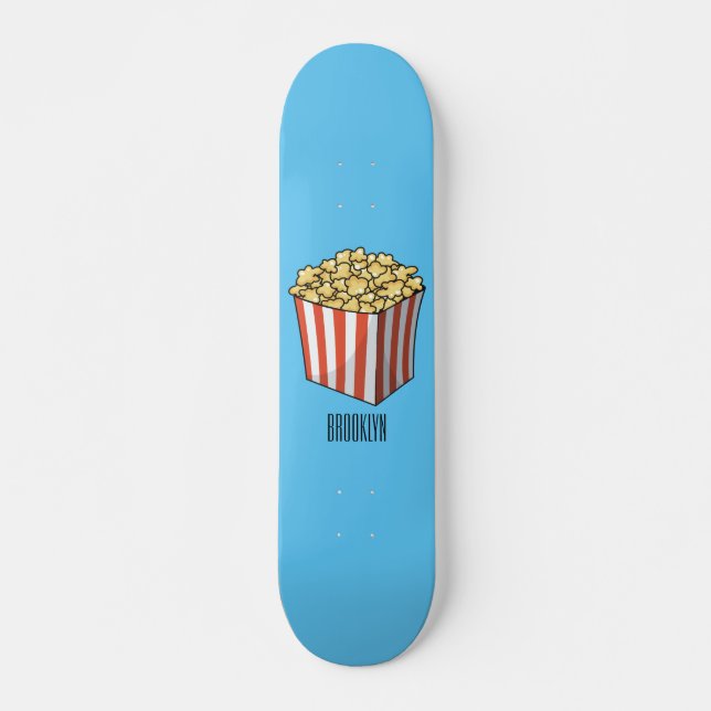 Popcorn cartoon illustration  skateboard (Front)