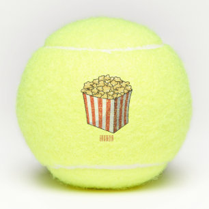 Popcorn cartoon illustration tennis balls