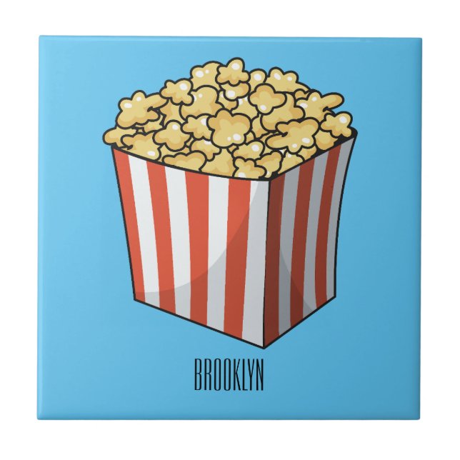 Popcorn cartoon illustration  tile (Front)