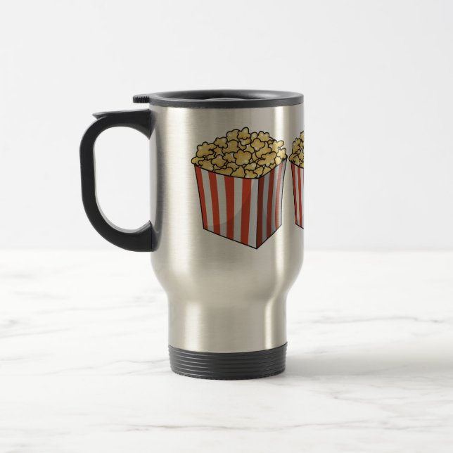 Popcorn cartoon illustration  travel mug (Left)
