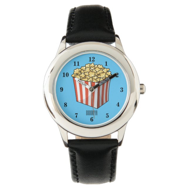 Popcorn cartoon illustration  watch (Front)