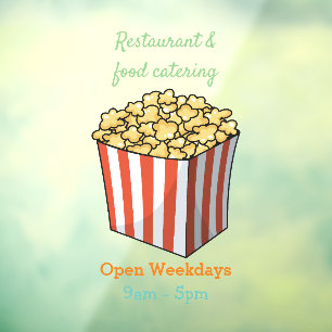 Popcorn cartoon illustration window cling