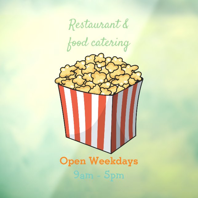 Popcorn cartoon illustration window cling (Sheet 3)