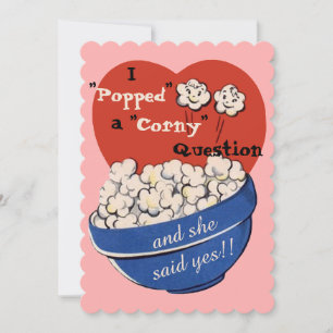 Popcorn Corny Question, Cute Retro Save the Date Invitation