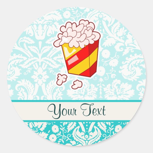 Popcorn; Cute Classic Round Sticker (Front)