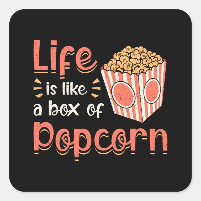 Popcorn Day Cinema Snack Movie Pop Film Gift Idea Square Sticker (Front)