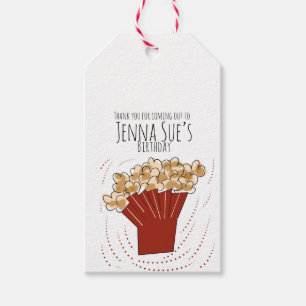 Popcorn Doodle Movie Outdoor Party Birthday        Gift Tags